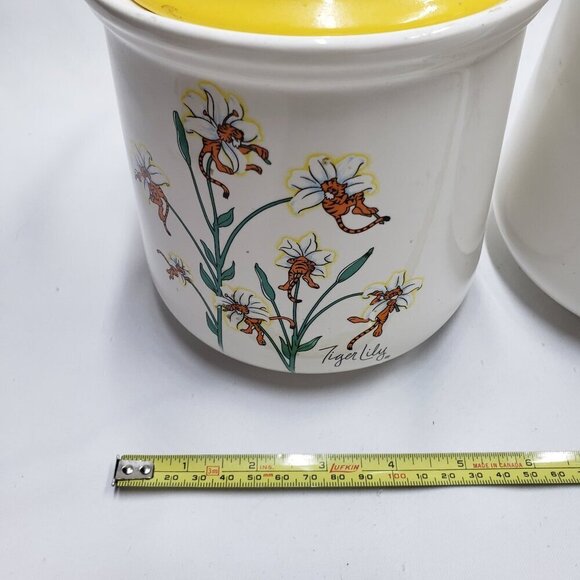 Petal Pets Tiger Lily Ceramic Canisters Set of 2 With Lids Vintage Japan - Picture 16 of 16